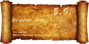 Brucher Irén névjegykártya